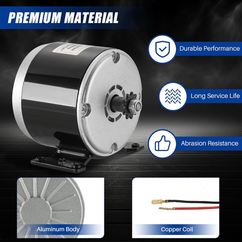 MYFULLY 24V DC 350W Brushed Permanent Magnet Electric Motor Generator Small Electric Scooter DC Motor 2800RPM for Electric Scooter Drive Speed Control, E-Bike, Wind Turbine PMA Generator (350, Watts) - Image 3